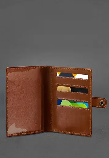 Кожаная обложка-портмоне для военного билета 15.0 светло-коричневая - фото 4