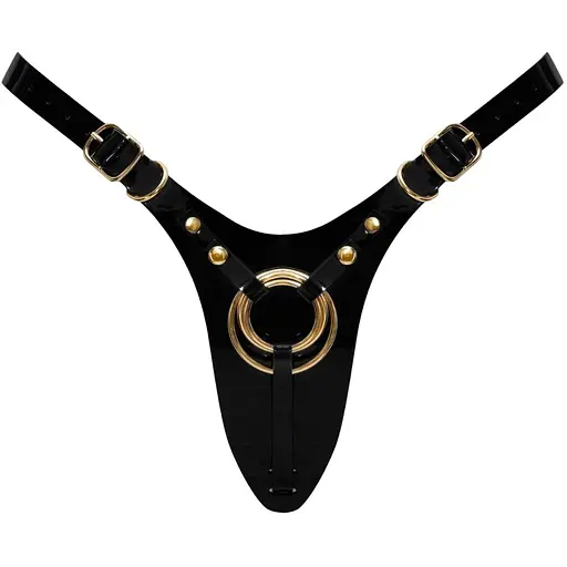 Трусики для страпона Strap-On-Me LeaTherette Harness Fabulous (Black Glossy)
