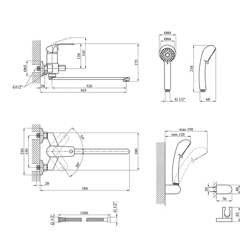 Смеситель для ванны Kroner KRM Konstante - C071 (CV023592) - фото 8