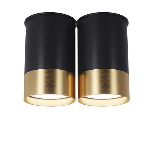 Точковий спот BP Black/White Gold двійний, PikArt арт. 25595 Золотий/чорний 1 - фото 1