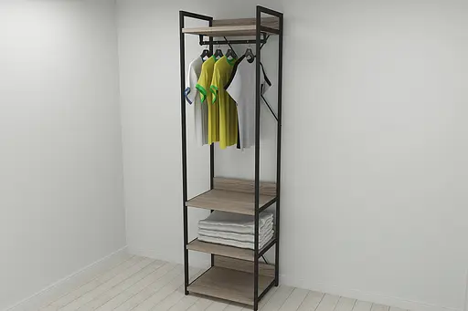 Шафа Гардероб Уні секція 3 серії Конект Ferrum-decor 220x60x50см Чорний метал ДСП Дуб Сонома Трюфель 32 мм (FRD-104526) - фото 6