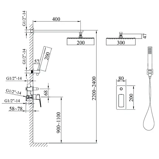 Душевая система Topaz Lexi TLG 21205-H57-W, Белый - фото 2