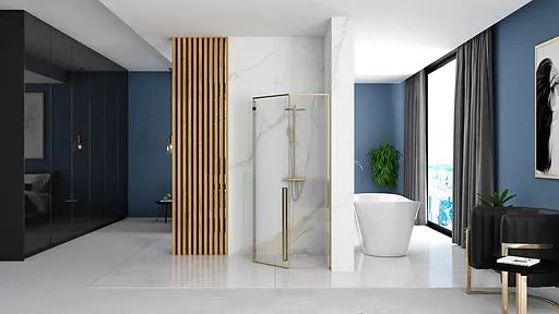 Душова кабіна Rea Diamond 90x90 gold REA-K4904, Золотий, Універсальна, прозорий - фото 3