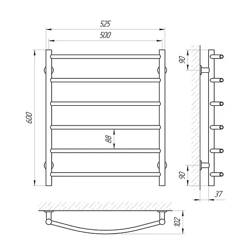 Електрична рушникосушка Laris Зебра Класік ЧК6 500x600 Е 75201010 - фото 4
