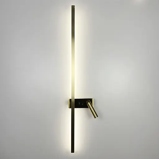 Латунне лінійне бра 120 см зі спотом справа та 2-ма вимикачами Арт. WB 121/1200 R AB Line F - фото 1