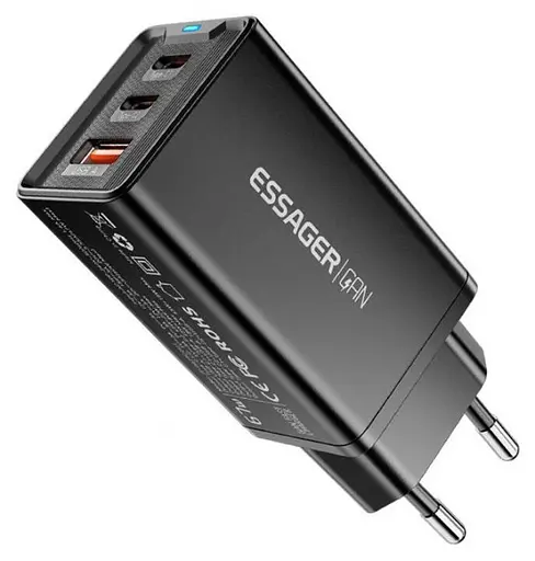Зарядний пристрій EssagerKolsang 67w GaN Travel Charger 3 порти 2C + A чорний - фото 3