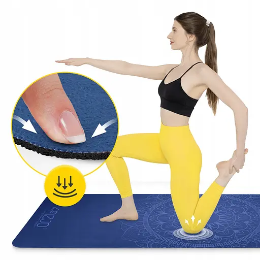 Коврик (мат) спортивный 4FIZJO замша 183 x 61 x 0.15 см для йоги и фитнеса Blue (P-5905973405713) - фото 9