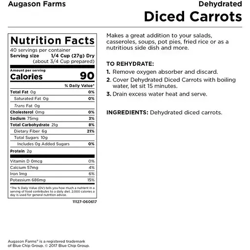 Морковь нарезанная сублимированная Augason Farms с большим сроком годности 25 лет 216 порций - фото 3