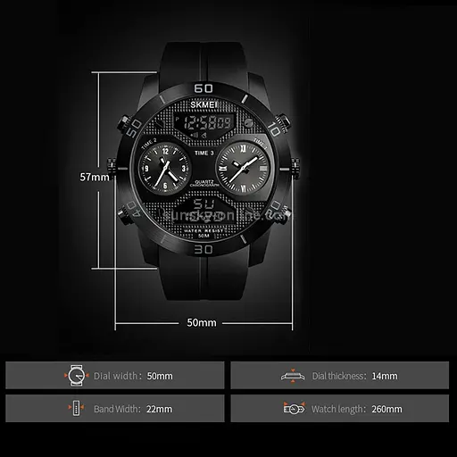 Чоловічий спортивний годинник Skmei 1355 Чорні - фото 3
