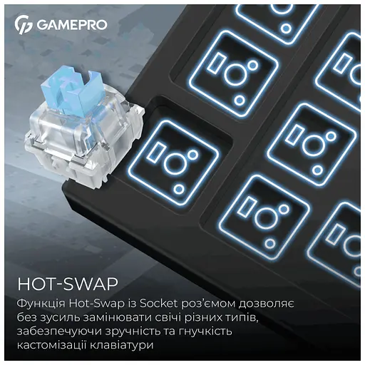 Клавіатура GamePro Asgard Valhalla Pro MK160B-D-Pro Rainy Switch Wireless/Bluetooth/USB UA Black (MK160B-D-Pro) - фото 7