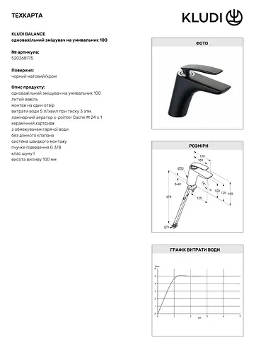 Смеситель для умывальника однорычажный 100 Kludi Balance 520268775 - фото 2