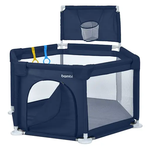 Детский манеж Bambi MR 1340-BL, на застёжке-блискавке, две ручки для поддержки малыша, Oxford 150D, синий