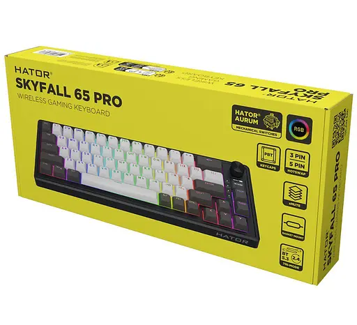 Клавиатура игровая механическая HATOR HTK-4160-RU Skyfall 65 PRO Wireless Aurum Vanila Silent Switch USB, 2,4 ГГц, BT 5.3 - фото 7