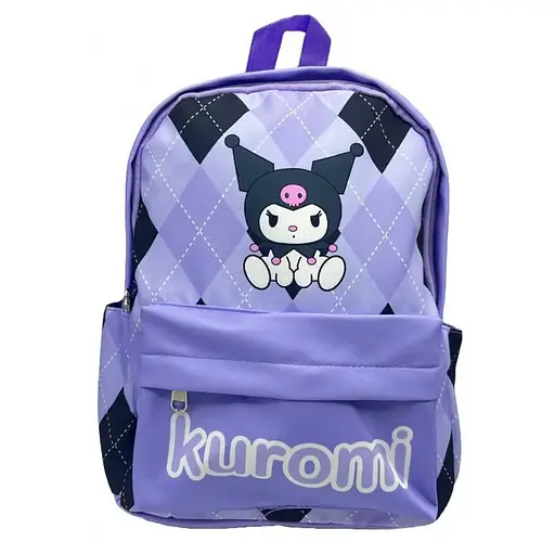 Рюкзак детский из ткани Зайчик Kuromi-ромбик, 32x24x13 см, 5831