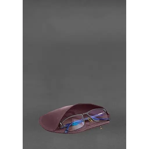 Кожаный чехол для очков BlankNote с клапаном на резинке Бордовый Crazy Horse - фото 2