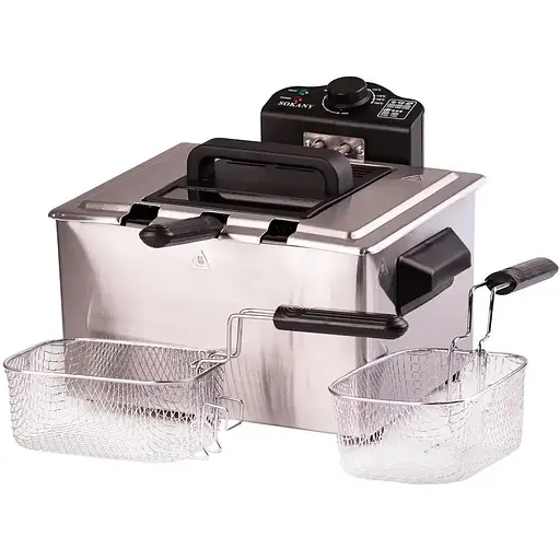 Бытовая электрическая фритюрница Sokany на 5л защита от перегрева WJ-801 с крышкой и съемной чашей 2000Вт - фото 1