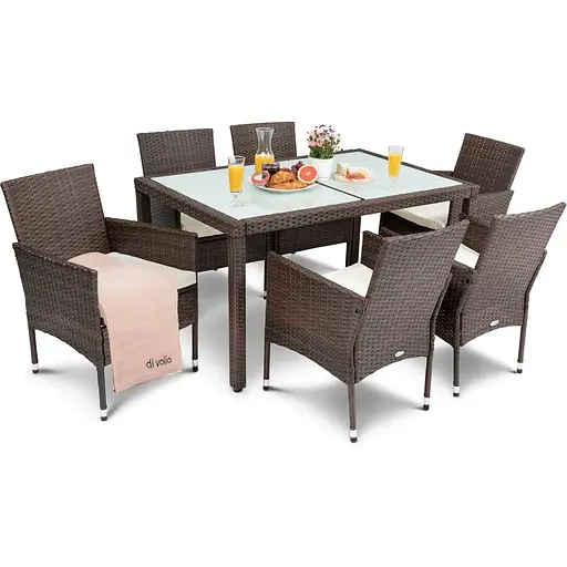 Садовая мебель Di Volio Verona 6+1 коричневая - фото 4