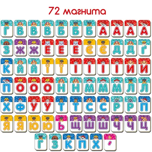 Дитячий набір магнітів Щенячий патруль "Абетка" Magdum ML4034-12 - фото 6