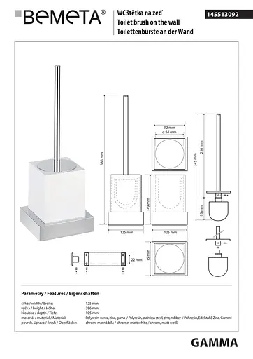 Туалетный ершик Bemeta Gamma с держателем 145513092, Белый - фото 2