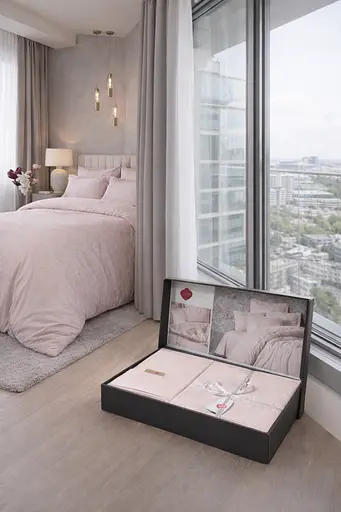 Комплект постельного белья евро 200×220 см сатин пудровый TC303376219 - фото 3