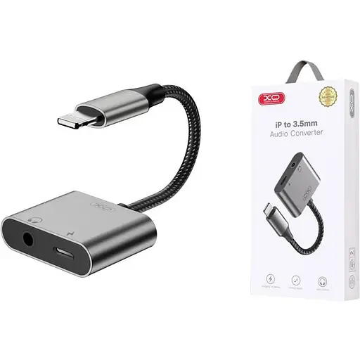 Кабель XO переходник с 1 Lightning на 2 выхода Lightning + 3.5 мм