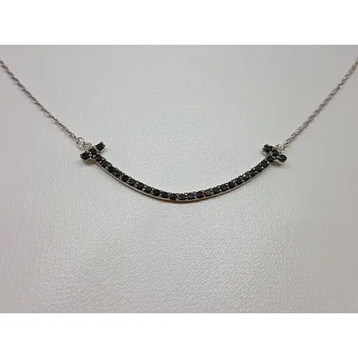 Срібне кольє Qvaliz з фіанітами. 908-01011 Чорний - фото 2