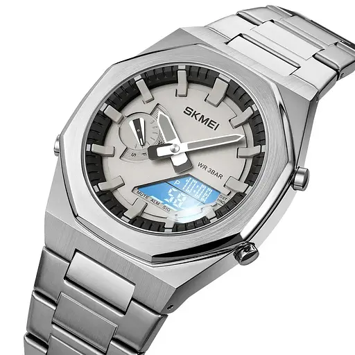 Мужские наручные часы на стальном браслете Skmei 1816 (Серебристые) - фото 4
