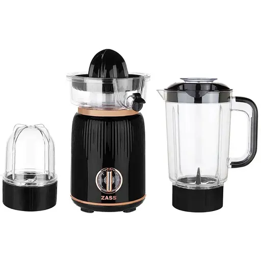 Блендер Zass ZSB 21, 2 скорости, 1 литр, 380 Вт, Черный/Золотой