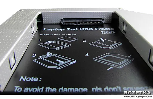 Адаптер Grand-X підключення HDD/SSD 2.5'' у відсік приводу ноутбука SATA/SATA3 Slim 9,5mm (HDC-24) - фото 3