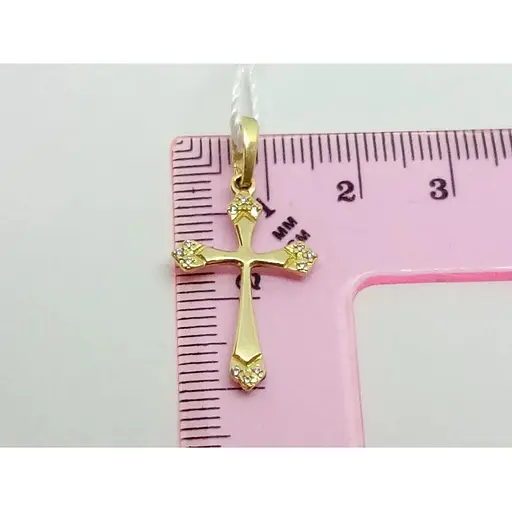 Золотой крестик Семейные драгоценности с фианитами. 140794 - фото 4