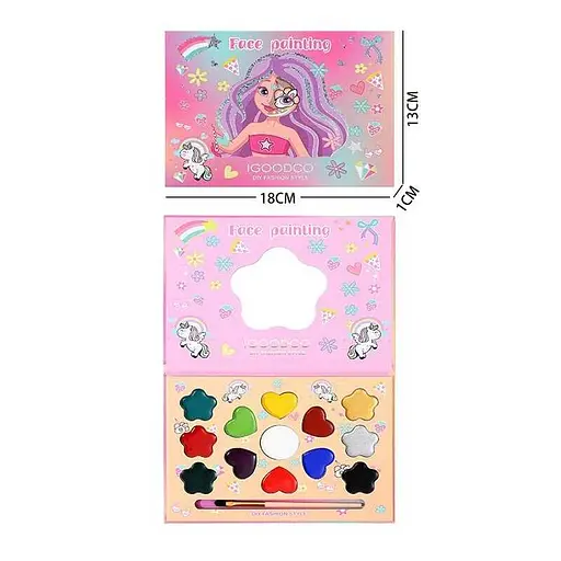 Набір аквагриму 13 кольорів, пензлик, дзеркало IG3003