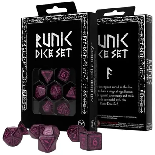 Набір кубиків Runic Shimmering black with magenta Dice Set , 7 шт. (SRUN08) - фото 1