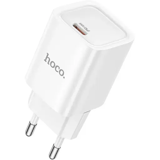Сетевое зарядное устройство Hoco C148A Charm single port PD30W charger(EU) Белый - фото 1