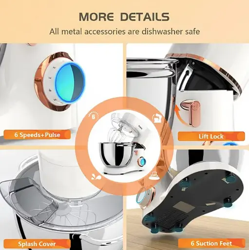 Кухонный комбайн Zurio планетарный тестомес 1500 Вт SM-1550x Чаша 8 л White - фото 4