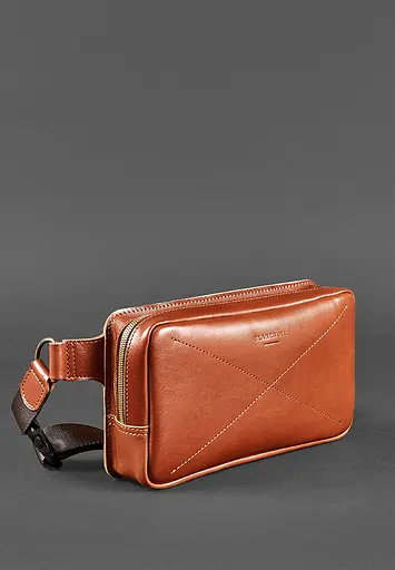 Шкіряна поясна сумка Dropbag Maxi світло-коричнева - фото 3