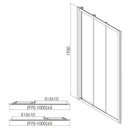 Душевые двери Eger 100x195 см 3-х элементное раздвижное стекло Frizek профиль белый 599-075-100, интимато, белый - фото 2