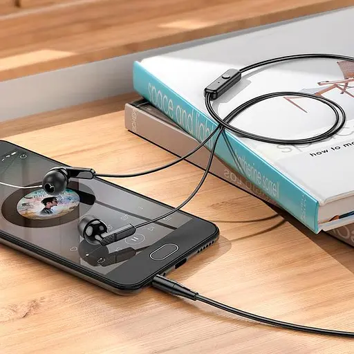 Дротові навушники Hoco M121 Bright universal earphones with microphone, 3.5mm, 1.2m, black - фото 6