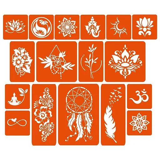 Набор цветной хны с трафаретами для био-тату №6 Fresh Tattoo color-henna-set-06 - фото 5