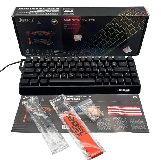 Клавіатура ігрова механічна JEDEL KL166 Hot-Swap Outemu Magnetic Swich Black - фото 7