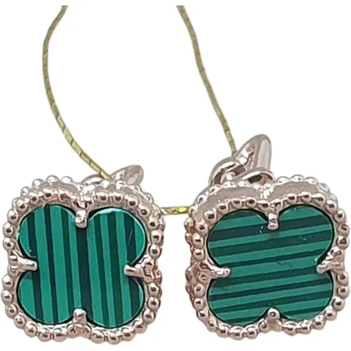 Золоті сережки-пуссети Платон Конюшина з малахітом. 1С127/71Б