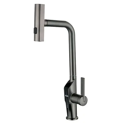 Змішувач для кухні з висувним виливом Mixxus Falcon 014 4 режими з індикатором температури graphite MI6839 Графіт - фото 1