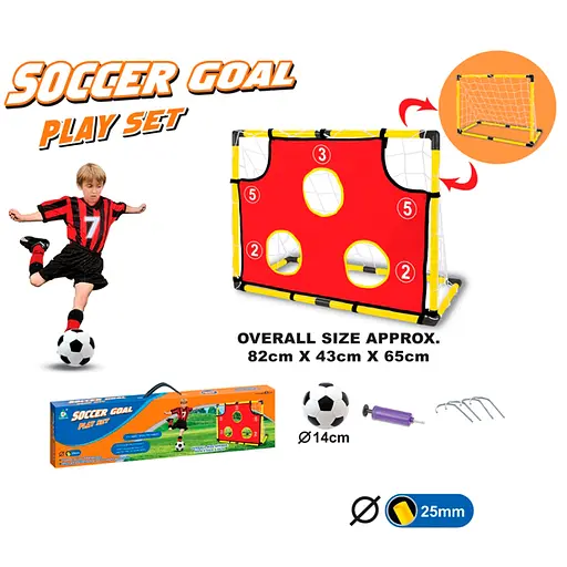 Футбольні ворота 82x43x65 см, накладка для тренування влучності, сітка, м’яч, насос MR1386