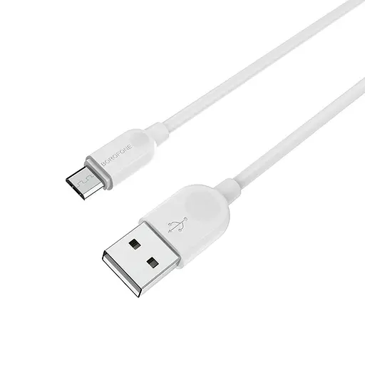 Кабель BOROFONE BX14 USB to Micro 2.4A, 1m, PVC, TPE connectors, White - фото 3