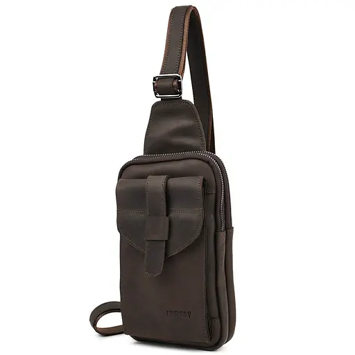 Мужской кожаный слинг на два отделения LIMARY 30х16.5х5 см sum0028212 - фото 3