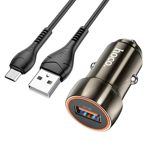 Адаптер автомобильный HOCO Micro USB Cable Blue shield Z46 коричневый - фото 4