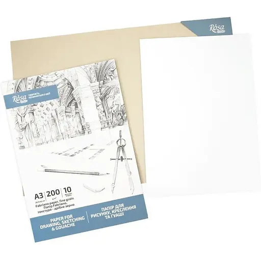 Папка для рисунку та креслення Rosa Studio А3 29.7х42см 10арк Дрібне зерно 200г/м2 - фото 3