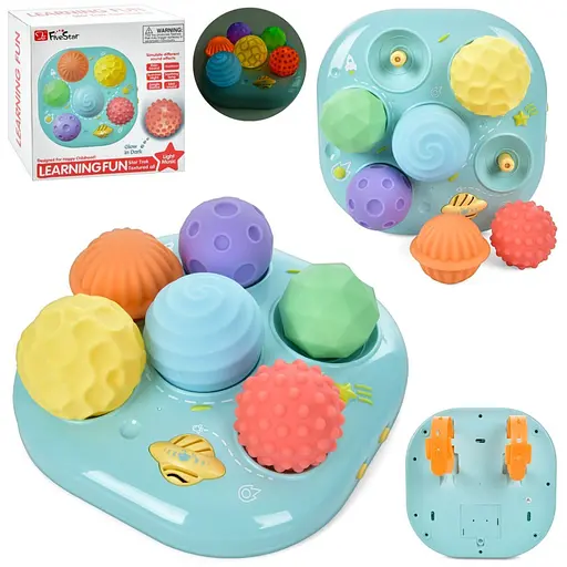 Дитяча Розвиваюча "Текстурні М'ячики" 35179M 6 штук, музика, світло - фото 6