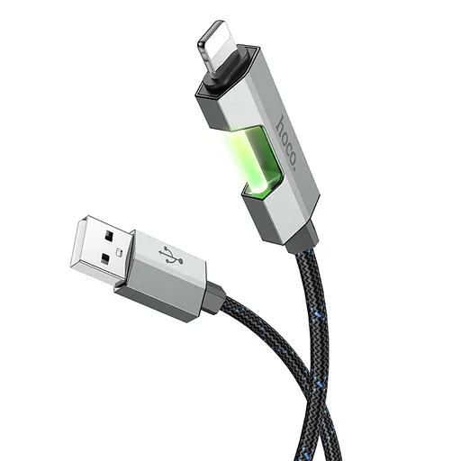 Кабель Hoco U123 с индикатором USB to Lightning 1.2 м черный - фото 1