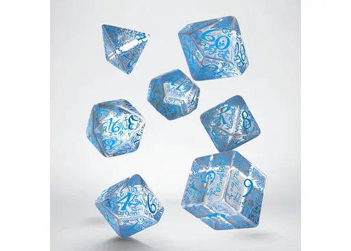 Набір кубиків Elvish Translucent & blue Dice Set , 7 шт. (SELV08) - фото 2