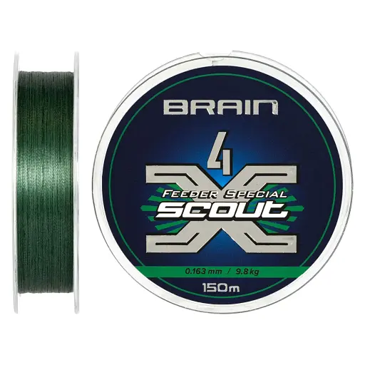 Шнур Brain Scout 4X 150 м (deep green) 0.163 мм 9.8 кг